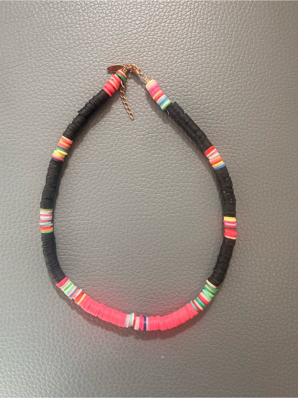 All The Must Black and Coral Beaded Choker Necklace